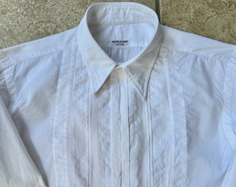 Camisa formal de babero plisado de algodón blanco de la década de 1940 / 15 - 35 / WALTER MCCRORY Ivy League Trad