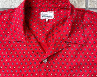 Deadstock 1950s ARROW Gabanaro Red Rayon Gabardine Loop Collar