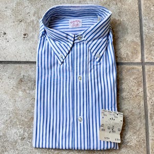 Camisa Oxford con botones y rayas azules de Brooks Brothers, de stock muerto, talla 15.5 - R, 6 botones, estilo Ivy League Trad Nos.