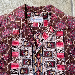 1960s DUKE KAHANAMOKU Brown Printed Loop Collar Shirt | Medium | Made in Hawaii by Kahala Ivy League Trad