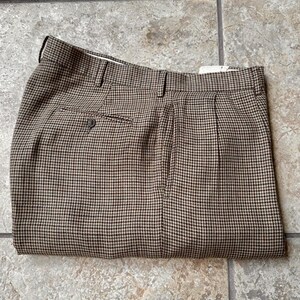 Vintage POLO RALPH LAUREN Brown Houndstooth Check Linen Cotton