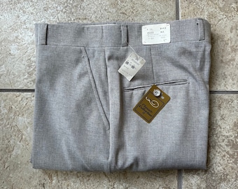 Pantalon gris texturé en poly rayonne mélangée SEARS des années 1970 | Taille 34 | Fabriqué aux États-Unis Trad NOS