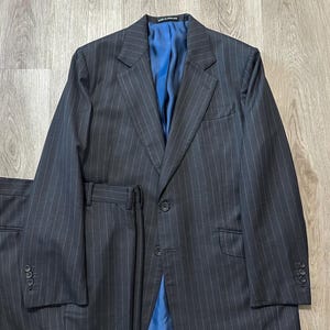 TURNBULL & ASSER Gray Pinstripe Flannel Wool Suit | 40 Regular | Made in England