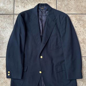 Vintage BROOKS BROTHERS Navy Blue Hopsack Sack Blazer | 41 42