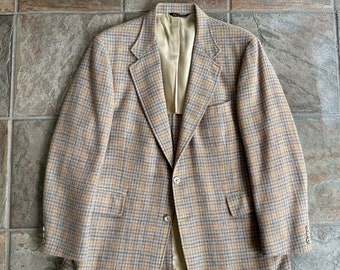 1970s YALE CO-OP Gun Club Check Donegal Mist Tweed Sport Coat | 42 43 Long | Ivy League Trad