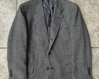 Vintage 50s Brooks Brothers Gray Herringbone 3 Roll 2 Tweed Sack