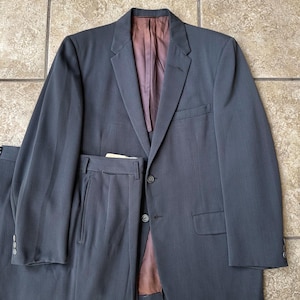 1950s Blue-Gray Wool Atomic Suit | 38 39 Short | TIMELY CLOTHES 2-Button Jacket & Hollywood Trousers