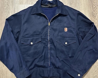 1950s Dark Blue Gabardine Work Jacket | Large | JULES BROS