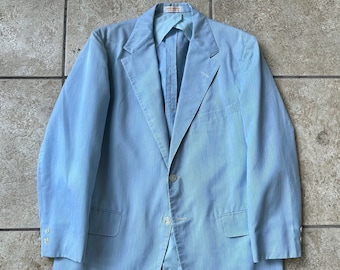 1970s BROOKS BROTHERS Blue Pincord Sack Sport Coat | 40 Regular | Wash and Wear Ivy League Trad