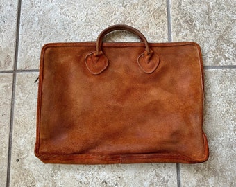 Vintage LL BEAN bolso folio de cuero de ante marrón / Ivy League Trad