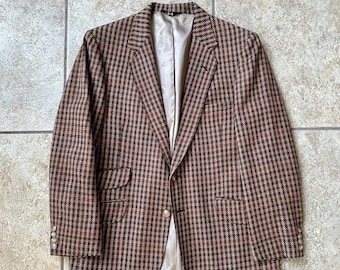 1970s DAKS Brown Gun Club Check Tweed Sport Coat | 39 40 Regular | Ivy League Trad