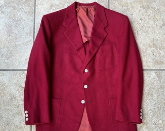 1970s HICKEY FREEMAN Red Cashmere Blazer | 38 39 Short | Maus & Hoffman Ivy League Trad