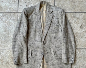 1960s Gray Flecked Wool Silk Sport Coat | 36 37 Regular | Continental Cut Trad