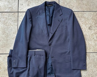 1960s BROOKS BROTHERS Blue Nailhead Wool Blend Sack Suit | 37 38 Short | Ivy League Trad