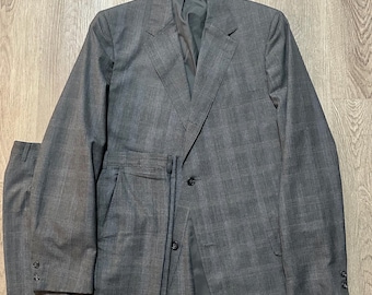 Vintage 80s Brooks Brothers Charcoal Herringbone Sack Suit 42