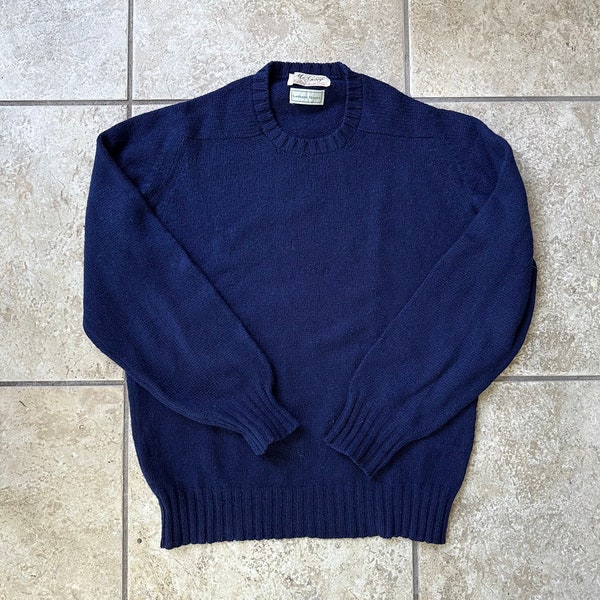 Vintage Dark Blue Shetland Wool Crewneck Sweater | Medium / Large | MCGEORGE Ivy League Trad