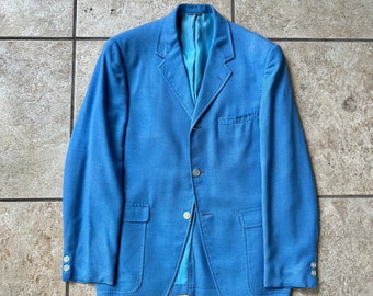 1960s Light Blue Worsted Wool Sack Sport Coat | 36 37 Regular | PICARIELLO Ivy League Trad