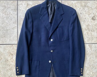 1950s Navy Blue Flannel Wool Sack 