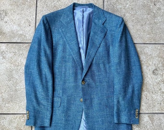 Vintage Blue Silk Linen Wool Sport Coat | 39 40 Regular | GIORGIO'S Made in Italy Trad