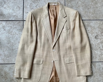 Vintage Beige Pure Silk Sport Coat | 39 40 Regular | Ivy League Trad
