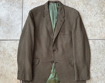 1960s Brown Houndstooth Check Cashmere Sport Coat | 40 41 Regular | BASKIN Ivy League Trad