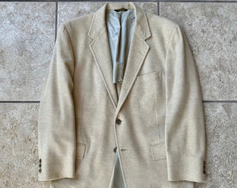 1970s Oatmeal Herringbone Cashmere Sport Coat | 40 41 Regular | STRATHMORE Ivy League Trad