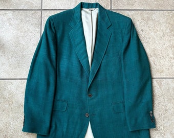 Vintage Teal Raw Silk Sport Coat / 42 43 Largo / ARTHUR ADLER Ivy League Trad