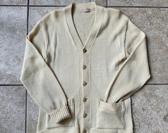 1940s Cream Wool Cardigan | Extra Small | CINCINATTI ATHLETIC GOODS Ivy League Trad