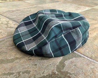 1960s 70s Poplin Cotton Tartan Plaid Newsie Newsboy Cap | Medium / Large | Ivy League Trad