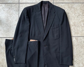 1950s Black Gabardine Wool Suit | 39 40 Regular | TOWNE HALL Atomic