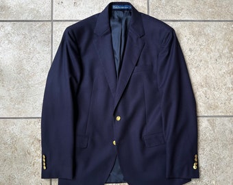 Vintage POLO RALPH LAUREN Navy Blue Doeskin Wool Blazer | 39 40 Regular | 2 Button Ivy League Trad