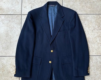 Vintage Navy Blue Flannel Wool Blazer | 40 Regular | Ivy League Trad