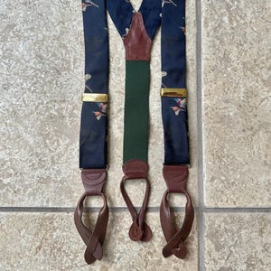 POLO RALPH LAUREN U.S.A. ヴィンテージサスペンダー Vintage POLO RALPH LAUREN Dark Blue Pheasant Motif Silk Repp