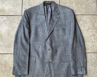 Vintage J. PRESS Gray & Blue Linen Silk Sack Sport Coat | 48 Long | 3/2 Roll Ivy League Trad