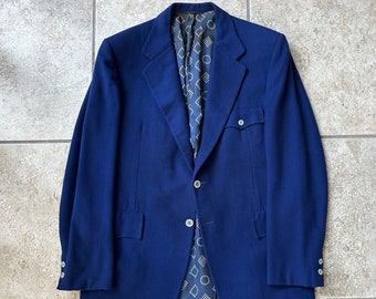 Abrigo deportivo de cachemira azul de la década de 1970 / LEBOW CLOTHES Trad