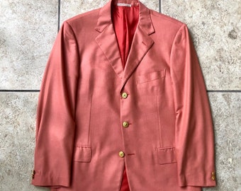 Vintage CARUSO Pink Silk Wool Cashmere Blazer Sport Coat | 42 Long | 3 Button Ivy League Trad