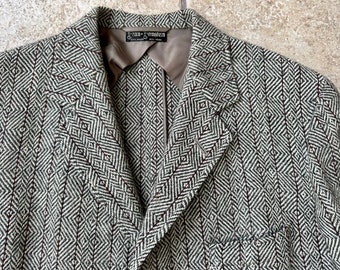 1950s FENN FEINSTEIN Gray Diamond Weave Tweed Sack Sport Coat | 40 Long | Ivy League Trad