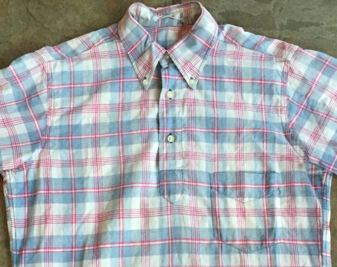 1960s GANT Madras Cotton Popover Plaid Button Down Short Sleeve Shirt ...