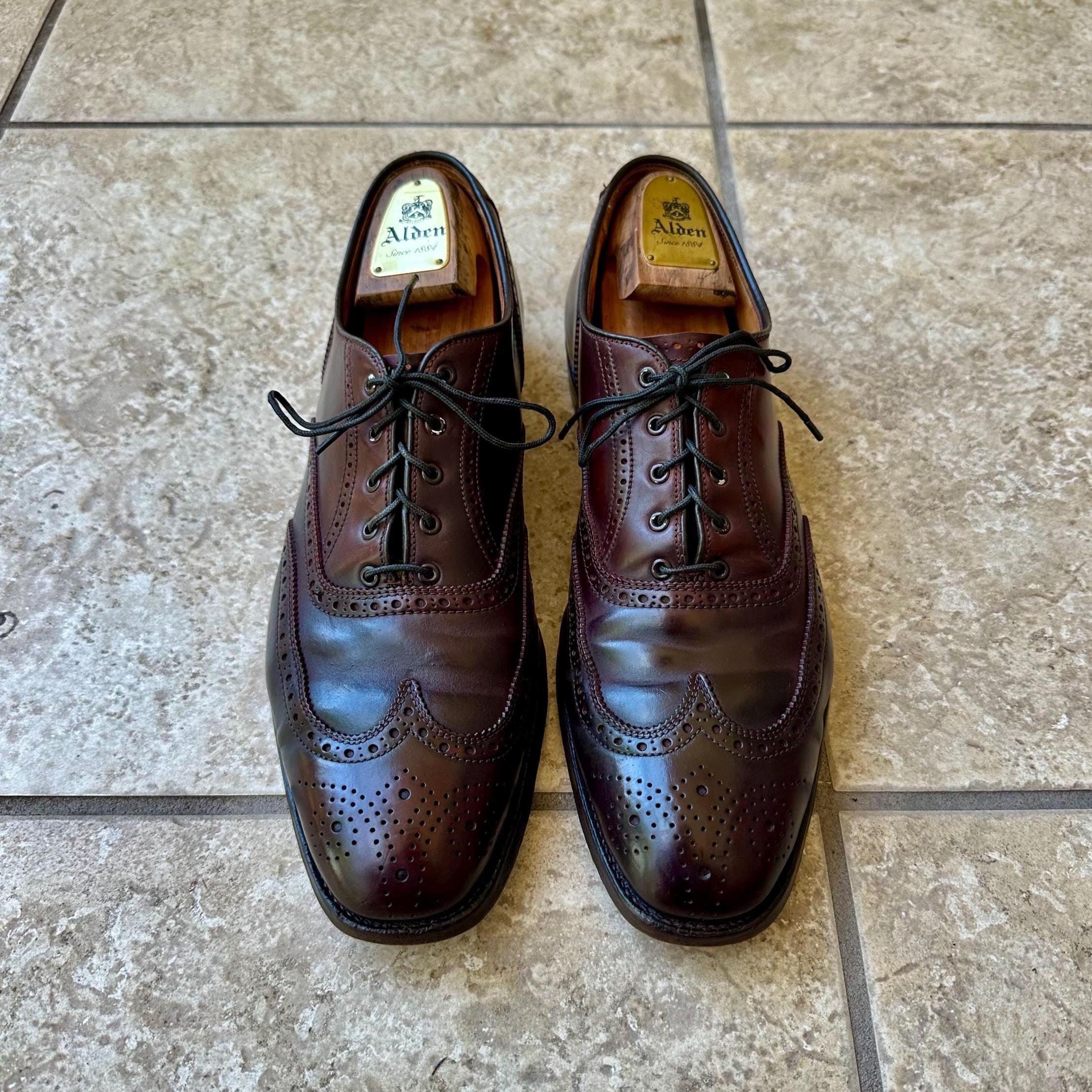 Vintage ALDEN Dark Brown Shell Cordovan Wing Tip Oxfords | 11 B