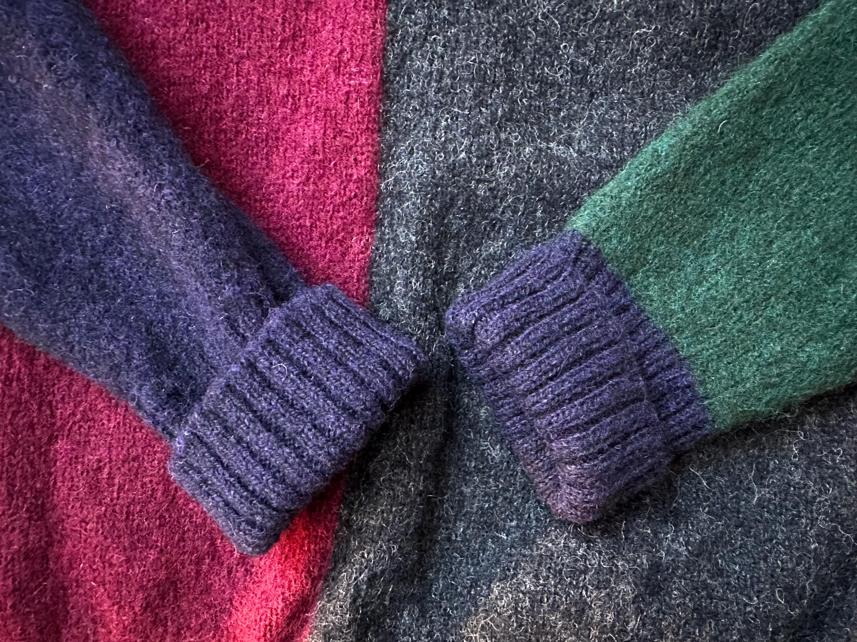 Vintage BROOKS BROTHERS Color Block Shetland Wool Crewneck Sweater 