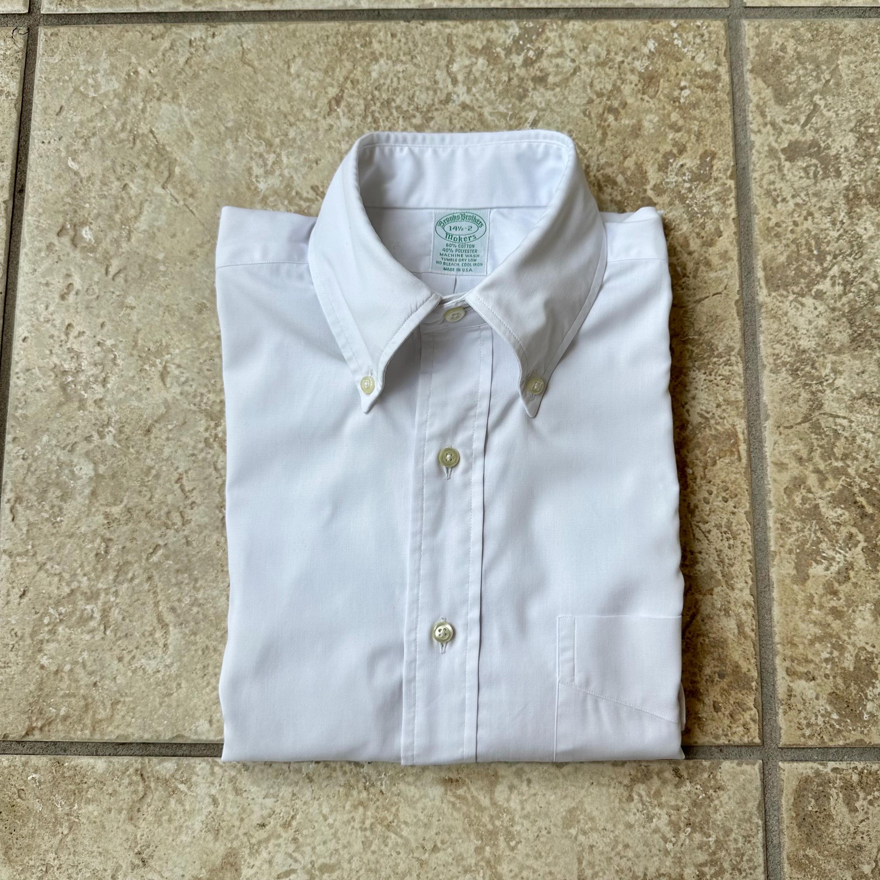 Vintage BROOKS BROTHERS White Pinpoint Oxford Cloth Button Down 
