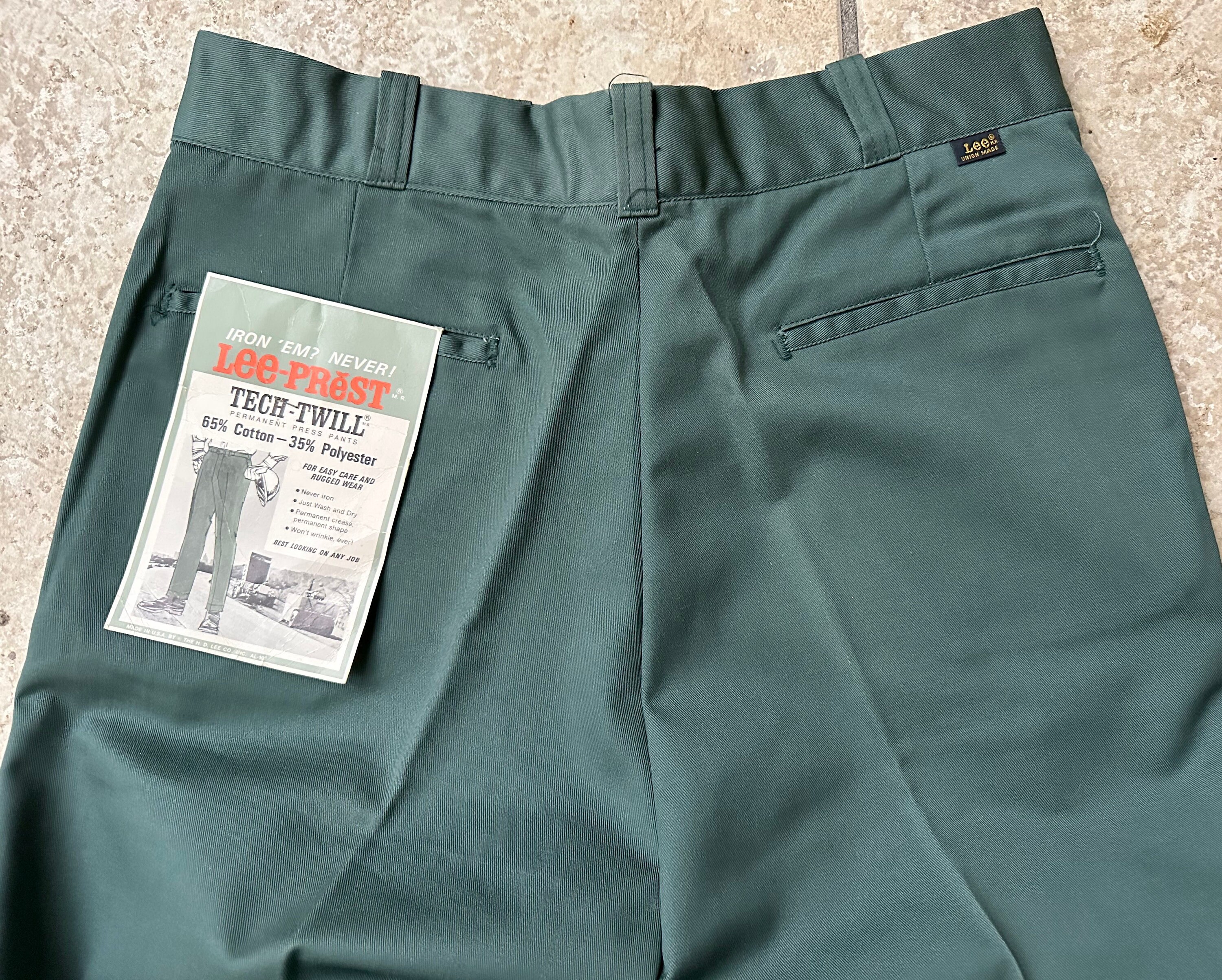 Deadstock 1960s LEE TECH TWILL Green Cotton Blend Chinos