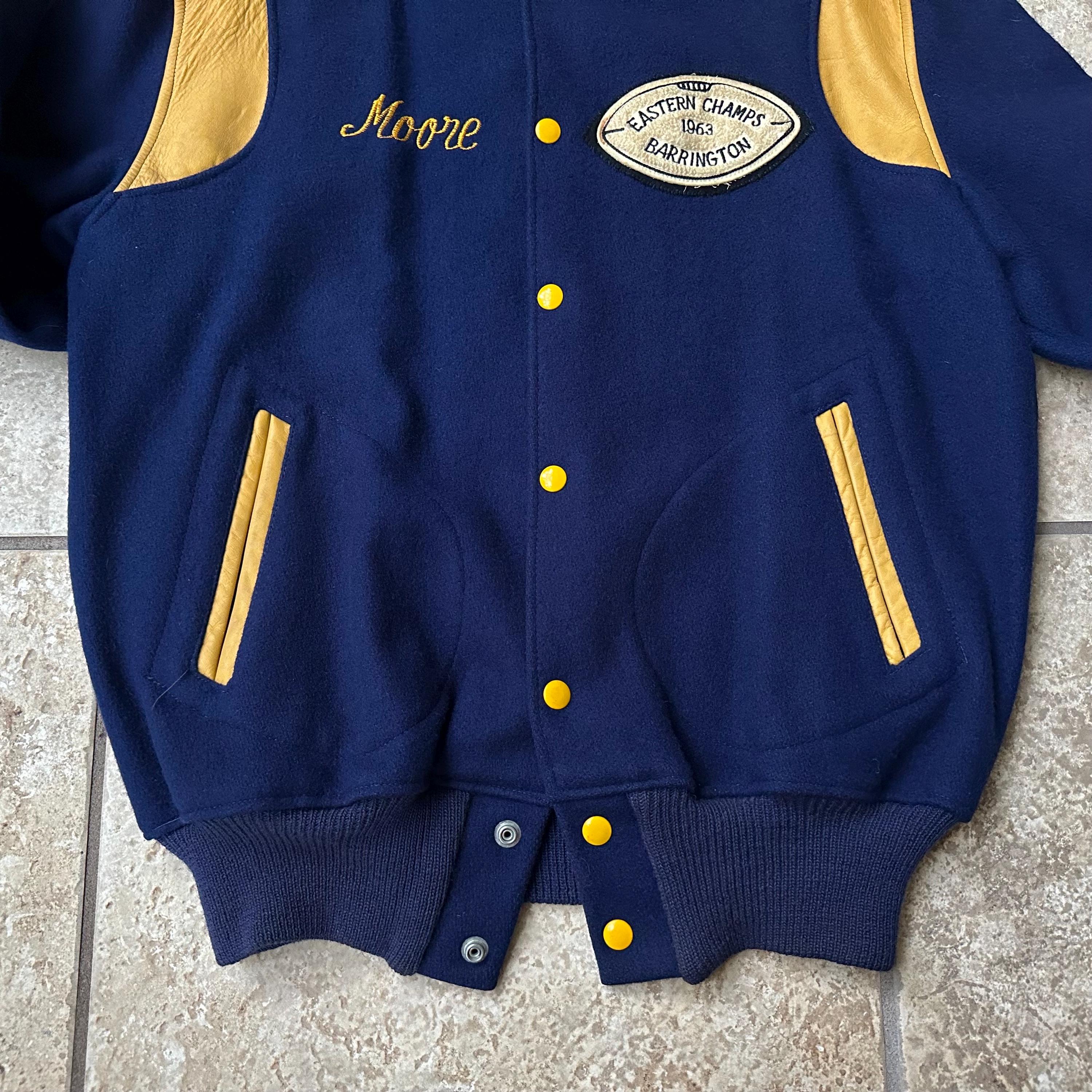 極美品　ADEAM　Varsity Jacket　42595　ネイビー　S 1960s Dark Blue & Yellow Wool Varsity Jacket | Medium | Barrington