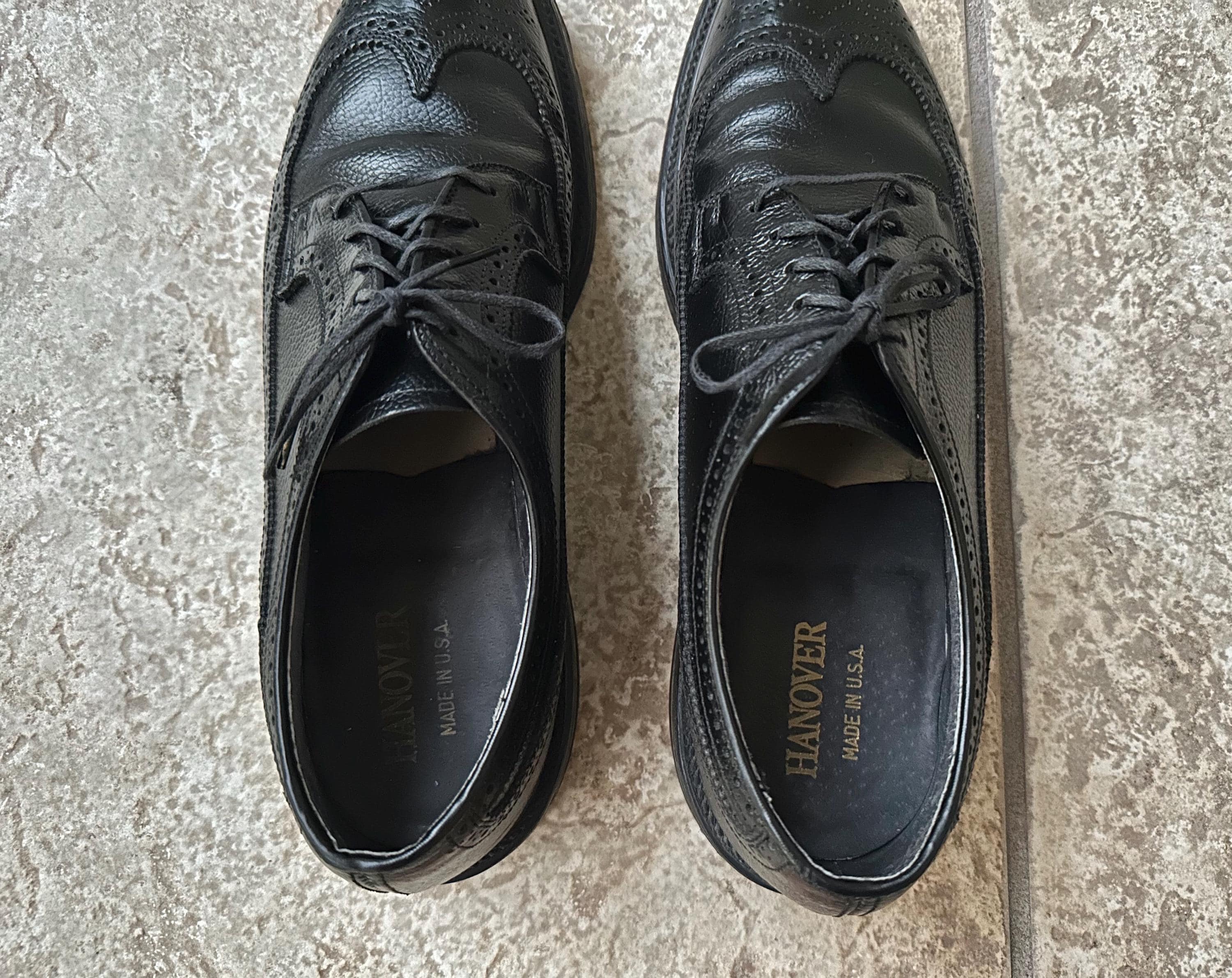 Vintage HANOVER Black Scotch Grain Long Wing Blucher | Size  display picture 3