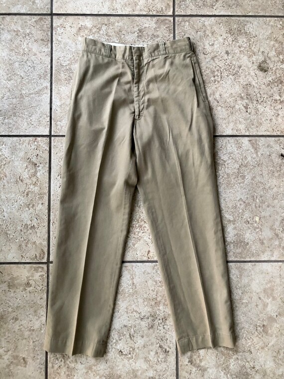 1960s US ARMY Cotton Twill Khaki Chinos Pants | 28 x … - Gem