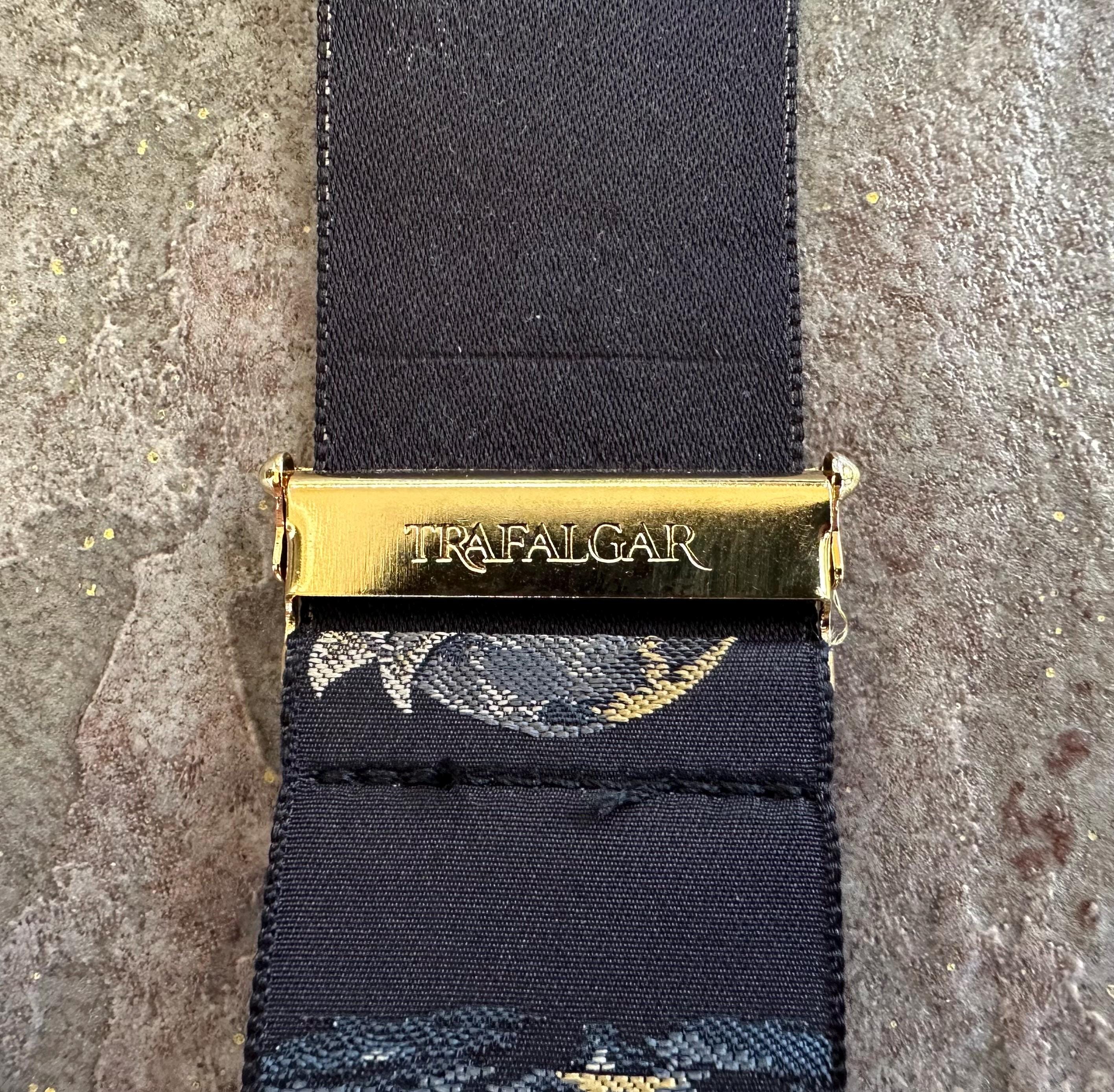 Bretelles Vintage Trafalgar En Cuir Et Soie Bordeaux - Taille Unique, Système Boutons, Très Bon état