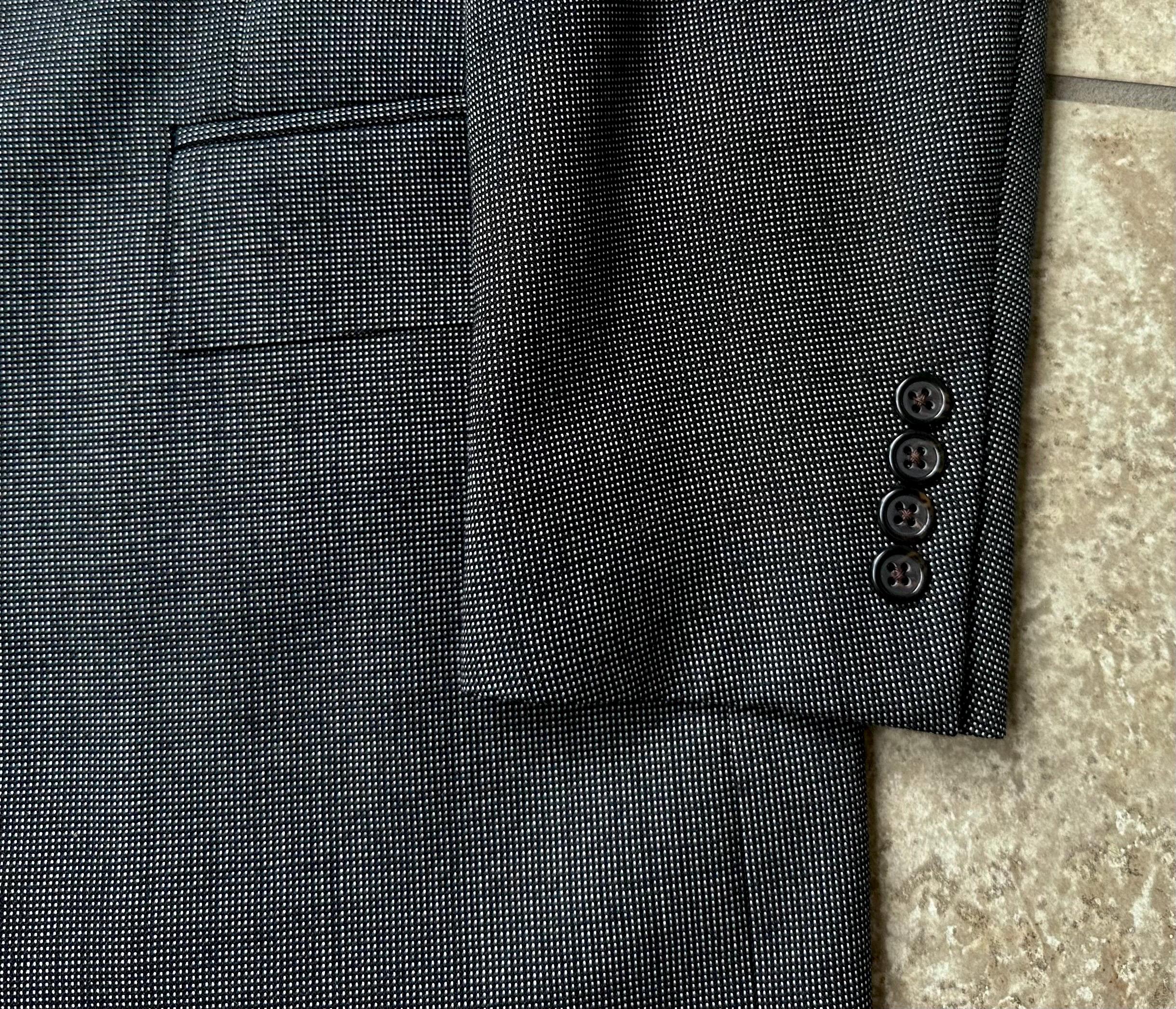 Vintage POLO RALPH LAUREN Dark Gray Nailhead Wool Suit | 43