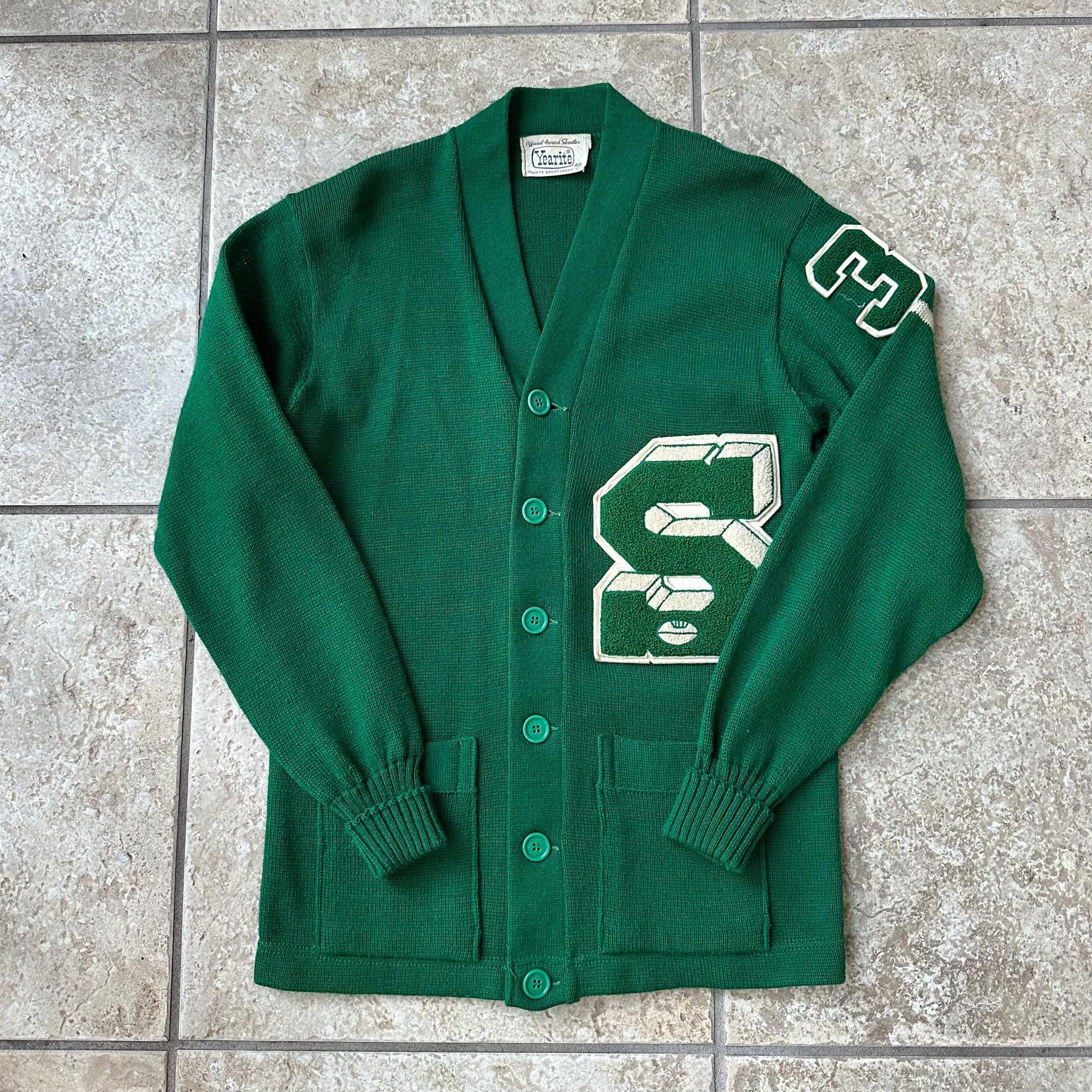 Vintage Green Cardigan - Etsy