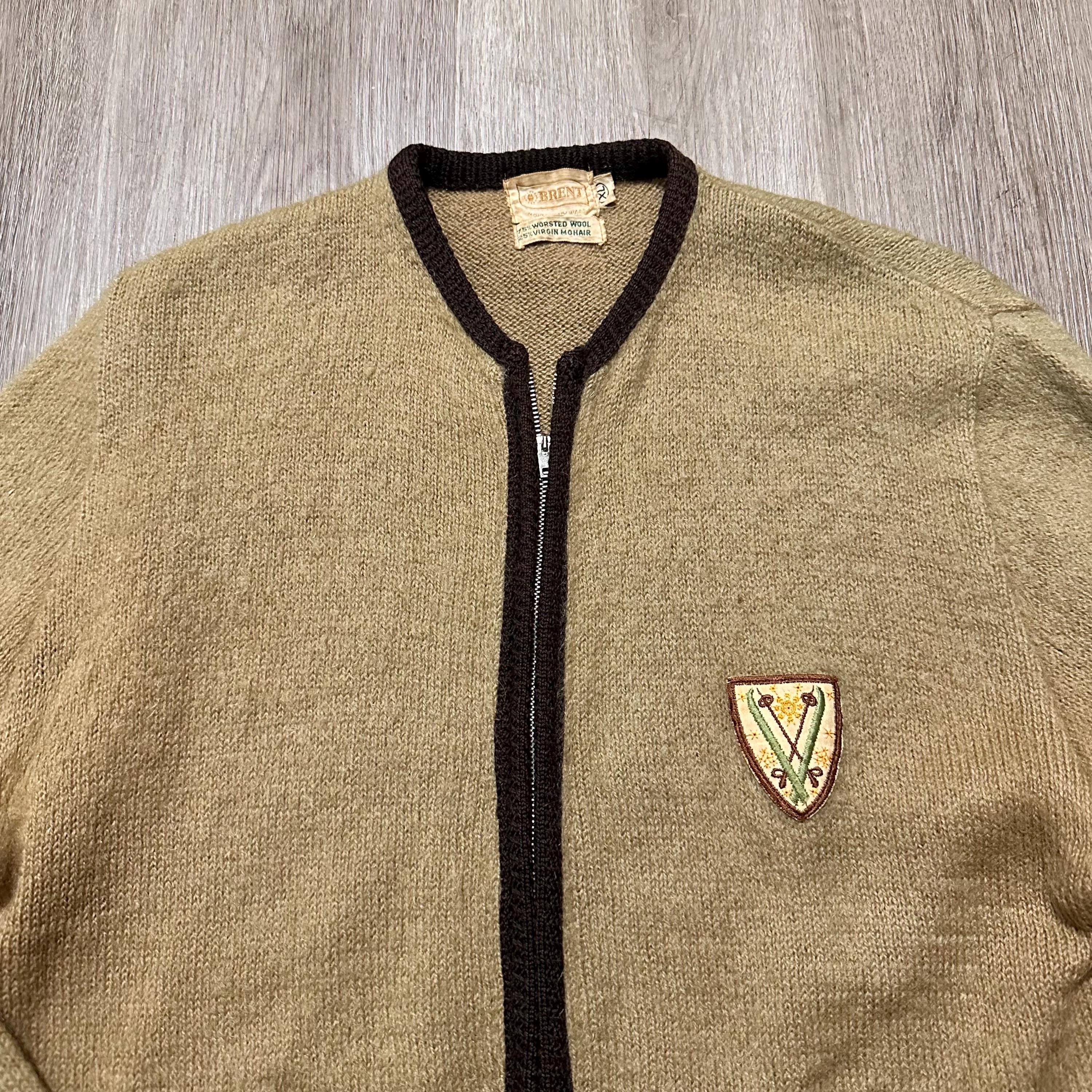 1960s BRENT Wool Mohair Zip-up Cardigan | Medium | MONTGOMERY WARD