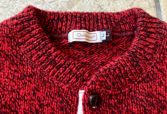 Vintage Shetland Wool Blend Marled Red Crewneck H… - image 5